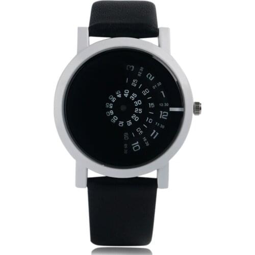 Fashion Turntable Round Dial Women Hot Special Design Wrist Watch Leather Strap Brief Sport Men Simple Trendy Quartz Gift