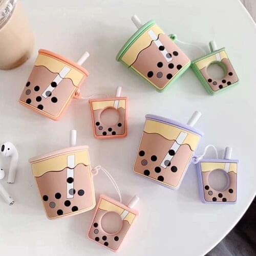 DHL For 50pcs Boba AirPods Case Soft Milk Bubble Tea Drink Bottle Earphone Protect Cover For Airpods Pro with Finger Ring Strap