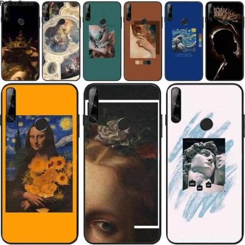 Riccu Classic Painting Flower Phone Case For Huawei Y5 Y6 Y7 Y9 Prime 2019 Enjoy 7 8 9 10 Plus