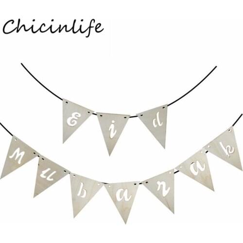 Chicinlife 10Pcs Wooden Eid Mubarak Moon Star Lantern Banner Islamic Muslim Ramadan Home Event EID Party Bunting Garland Supplie