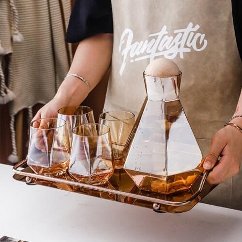 Colorful Glass Water Jug Cup Set Home Kitchen Drinkware Pitcher Hexagonal Cold Water Kettle Milk Juice Wine Jugs Teacup Bottle