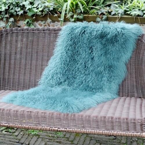 CX-D-24N Solid Mongolian Lamb Fur Blankets Great Quality Warm Carpet For Home