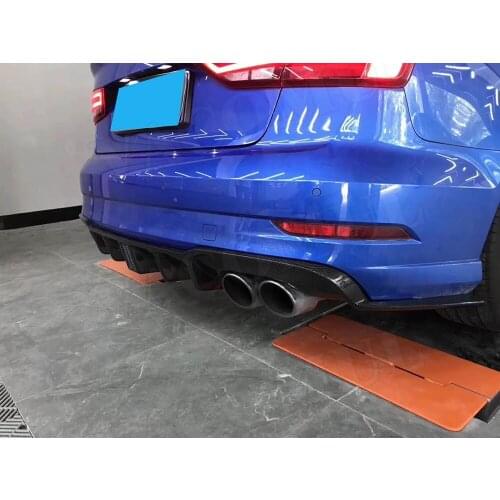 Carbon Fiber Rear Bumper Lip Spoiler Diffuser with LED Light for Audi A3 Sline S3 RS3 2017 -2019 Back Bumper Guard Car Styling