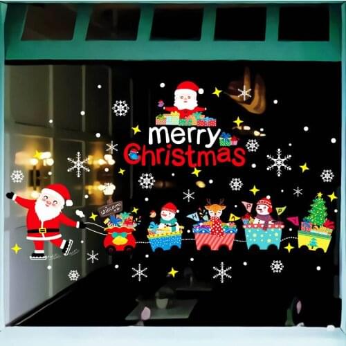DIY Merry Christmas Wall Stickers Window Glass Festival Decals Santa Murals New Year Christmas Decorations for Home Decor New
