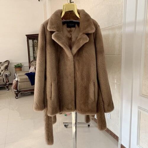Imported velvet mink coat womens whole mink womens wear mink fur suit collar short winter Korean New