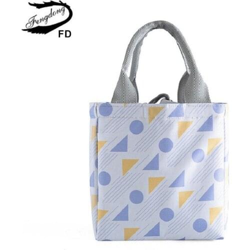 Fengdong insulated lunch bags for girls kids thermal picnic food bag cooler lunch box children waterproof hand bag women tote
