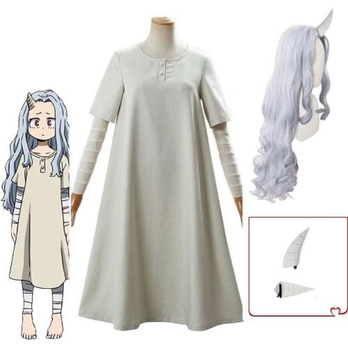 Halloween My Hero Academia Boku no Hero Academia Eri Cosplay Costumes Dress and Wig Headwear Eri Blue-Grey Curly Hair Party