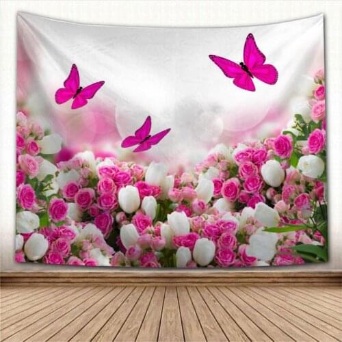 Nice Tulips Flower Tapestry Colorful Psychedelic Decorative Carpet Wall Fabric For Living Room Bedroom Tapestries Accessories