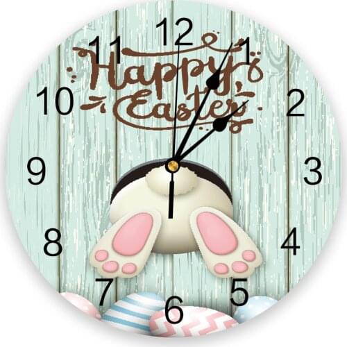 Easter Bunny Eggs Holiday Animal Round Wall Clock Creative Home Decor Living Room Quartz Needle Wall Clocks Hanging Watch