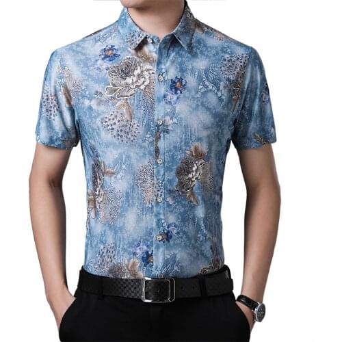 New Arrival 2020 Male Shirt Summer Floral Clothes Short Sleeve Man Fashion Printing Dress Shirt Free Shipping