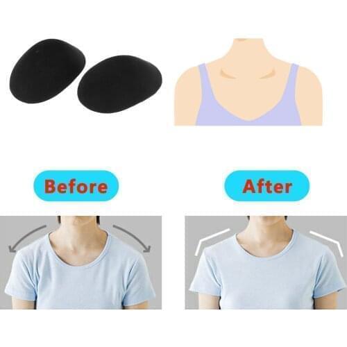 2 Shoulder Pads Soft Anti Slip Foam Hombreras Cushions Self-Adhesive Shoulder Push-up Enhancer Reusable Unisex Mats for Clothing