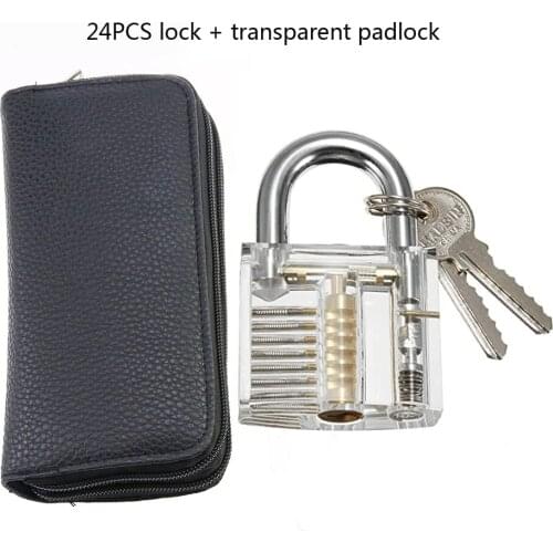 Practice Pick Set for Locksmith Beginner,24pcs Remove Pick Tool with Various Transparent Locks Combination,Locksmith Tools Kit