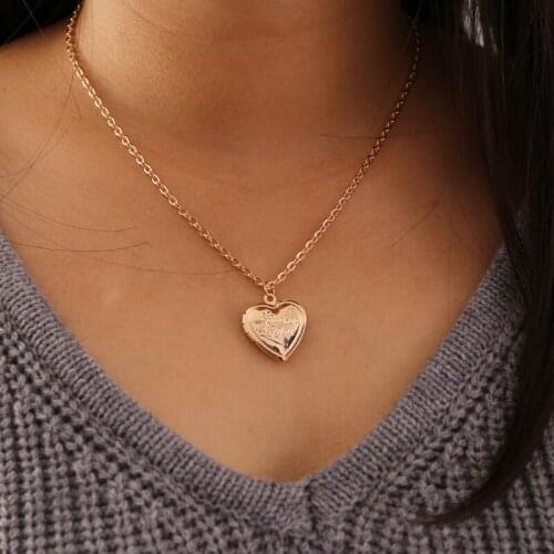 Simple Open Heart Choker Necklace for Women Gold Color Clavicle Chain 2020 Fashion Heart Pendant Necklace Jewelry Gift