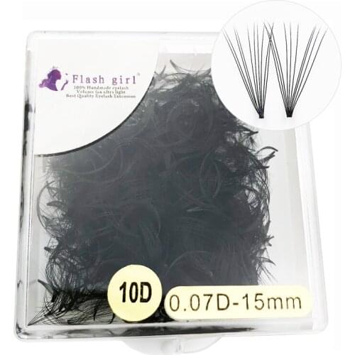Flash girl1000 fans eyelashes extension 10D 15mm short stem private label Russia volume lashes