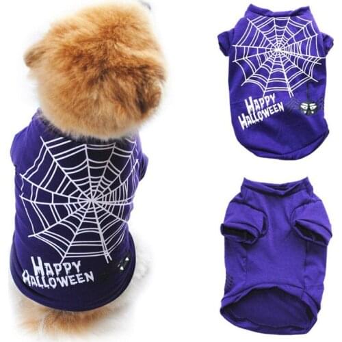 Halloween Dog Shirts Printed Puppy Clothes Pet T-Shirt Cute Dog Clothing For Small Dog And Cat Halloween Cosplay Pet Apparels