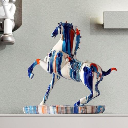Nordic Decor Resin Sculpture Room Decor Horse Statue Tabletop Decorations Colorful Sculpture Home Decoration Figurine Miniature