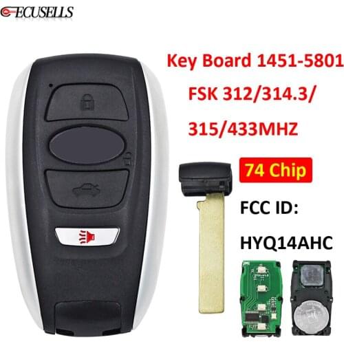 Keyless Smart Remote Car Key FSK 312/314.3/315/433MHz Board 1451-5081 74 Chip For Subaru with TOY12 Small Key FCC ID: HYQ14AHC