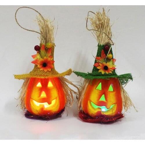 Hollow Pumpkin with Hat LED Light Lamp Lantern Halloween Home Party Restaurant Bar Decor