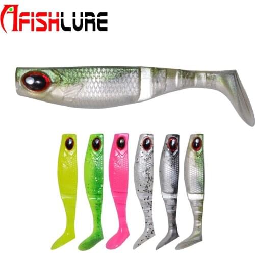 T Tail Soft Fishing Lure River Fishing Tackle T-tail Soft Bait 60mm 2.5g 8pcs/bag Soft Simulation Lure for Sea Carp Bass AR29
