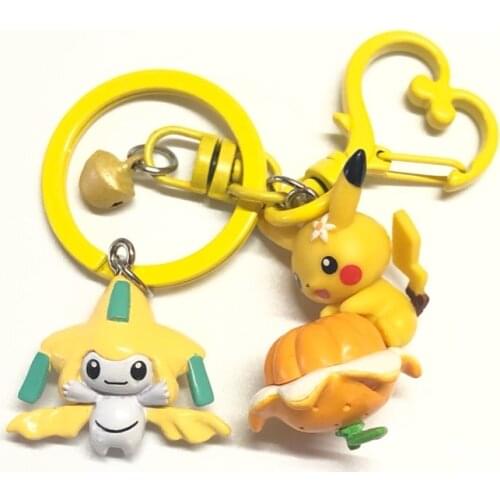 TOMY Pokemon Action Figure Metal Paint Key Pendant Pikachu Zipper Jewelry Model Toy