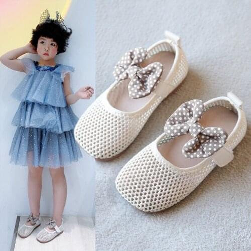 Baby Girls Shoes Kids Soft bottom Bow Princess Single Shoes Knitted soft bottom breathable Toddler Shoes Chaussure Fille 1-7T