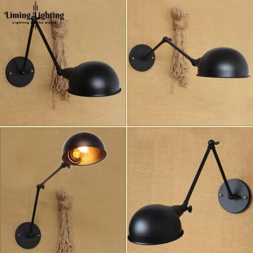 Vintage Scone E27 Plated Loft American Adjustable Retro Vintage Iron Wall lamp Lights Antique Industrial fixture bedroom