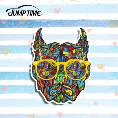 Jump Time 13cm x 9.7cm Graffiti Pitbull Sticker Dog Vinyl Cup Tumbler Laptop Truck Pit Bull Glasses Car Styling Car Accessories