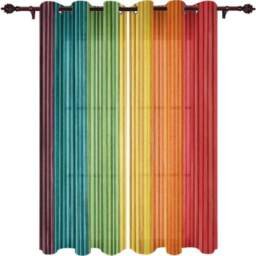 Rainbow Wood Grain Living Room Curtains Childrens Bedroom Decoration Curtains Kitchen Balcony Study Floor Valance Curtains