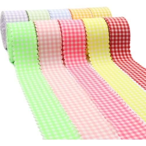 10 Yards Lace Plaid Grid Printed Ribbon For Home Wedding Christmas Decoration DIY Handmade Design Hair Bow 20210062401