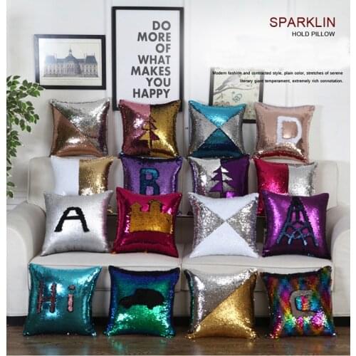 2019 Mermaid Sequins Cushion Cover Magical Throw Pillowcase Car Home Sofa Decoration Two Color Changing Reversible Cushion Cover
