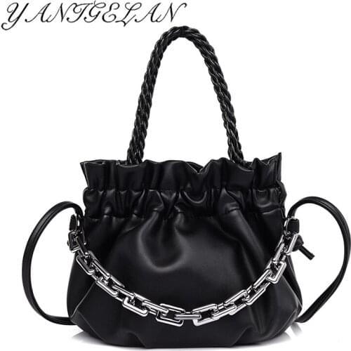 2021 Fashion Soft Pu Leather Women Designer Handbag Solid Color Elegant Female Tote Bag Luxury Branded Chain Shoulder Pack Bolsa