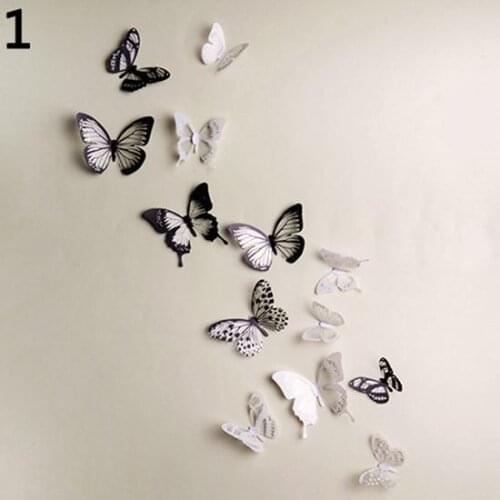 18pcs/lot 3d Effect Crystal Butterflies Wall Sticker Beautiful Butterfly for Kids Room Wall Decals Home Decoration On the Wall