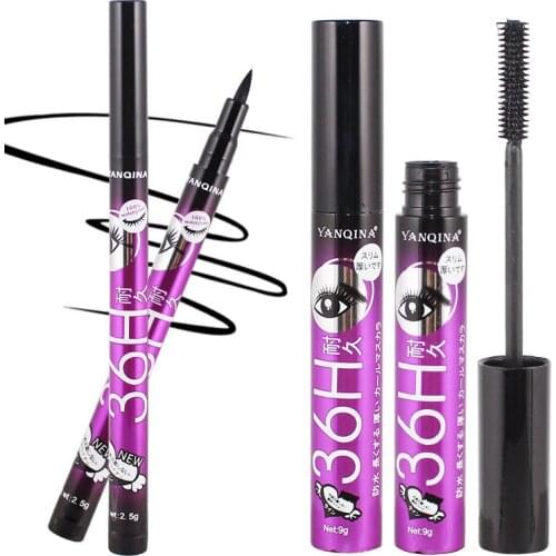 4D Waterproof Fiber Mascara Long Eyelash Silicone Brush Curving Lengthening Mascara Longlasting 36H Eye Cosmetic Set Wholesale
