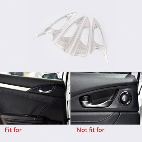 4x Stainless Frame Inner Door Open Handle Panel Cover Trim For Honda Civic 16-17