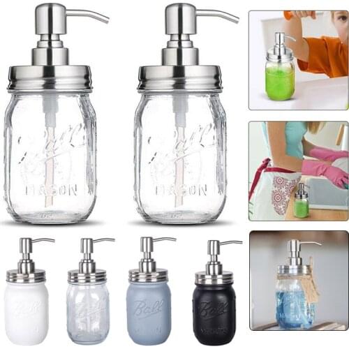 500ML Soap Dispenser Glass Mason Bottle for Bathroom Shampoo Conditioner Hand Sanitizer Containers Empty Bottles