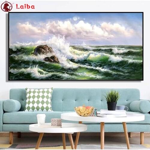 5d mosaic Diamond Painting Abstract art, ocean waves, reef landscape diamond Embroidery full square&round Diamond