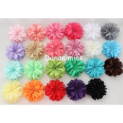 9cm Ballerina Flowers Chiffon Flowers,Fabric Flowers For Headbands,Kids Hair Accessories Unfinished 23colors