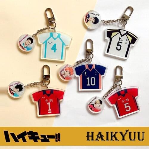 Anime Haikyuu Hinata Shouyo Tobio Kageyama Kozume Kenma Sportswear Jerseys Key Chain Figure Cosplay Prop Acrylic Keyring