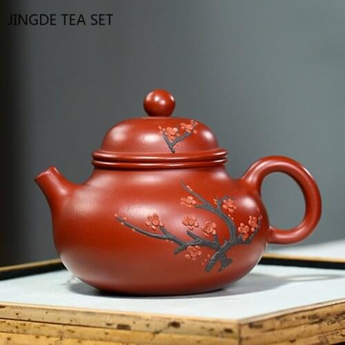 Authentic Yixing tea pots Purple Clay Teapot Raw ore Dahongpao Plum blossom beauty kettle Handmade Tea ceremony supplies 230ml
