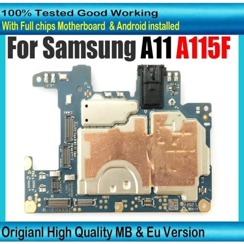 Free shipping Original For Samsung Galaxy A11 A115F A115G Motherboard 32GB Mainboard Full chips Logic Board With Android System