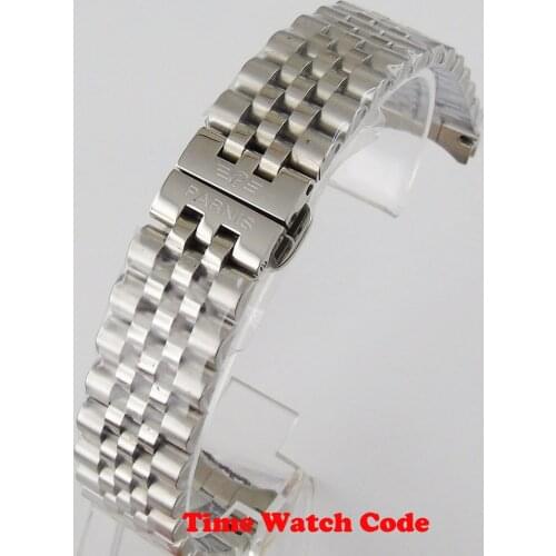 PARNIS 20mm Stainless Steel width Lug Mental Watch Bracelet Watch Strap Folding Clasp