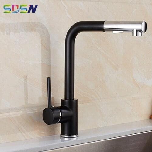 Black Pull Out Kitchen Sink Faucet Mixer Newly Kitchen Water Faucet Modern Style Hot and Cold Kitchen Sink Mixer Tap Faucet Tap