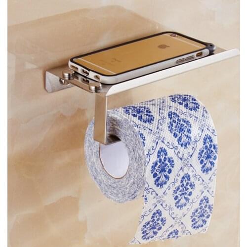 Stainless Steel Toilet Paper Holder Bathroom Wall Mount WC Paper Phone Holder Shelf Towel Roll shelf Accessories