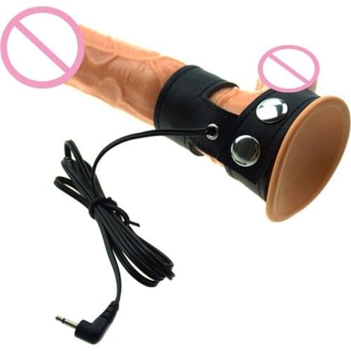 Electro Shock Pulse Therapy Accessoris Leather Penis Sleeve Ring Scrotum Bondage Cock Ring Adult Sex Toys For Men BDSM Bondage