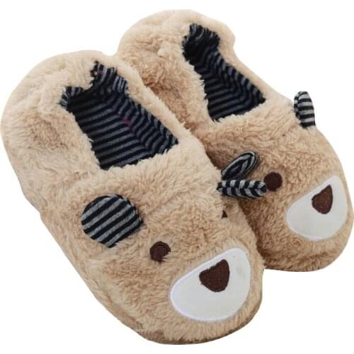 Cotton Slippers Kid\s House Shoes Plush Bear Wrapped Roots Warm Cotton Slippers 1-5Y