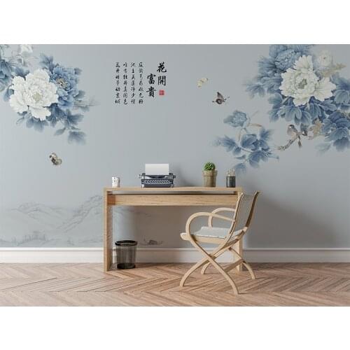 Huakai Fugui Painting Mural Background Wall Painting Modern Study Room Living Room Bedroom TV Decoration Oil Painting