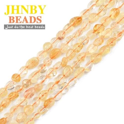 JHNBY Yellow Quartz Natural Stone crystal Irregular Gravel 4~6mm spacers Loose beads for Jewelry making bracelet DIY accessories