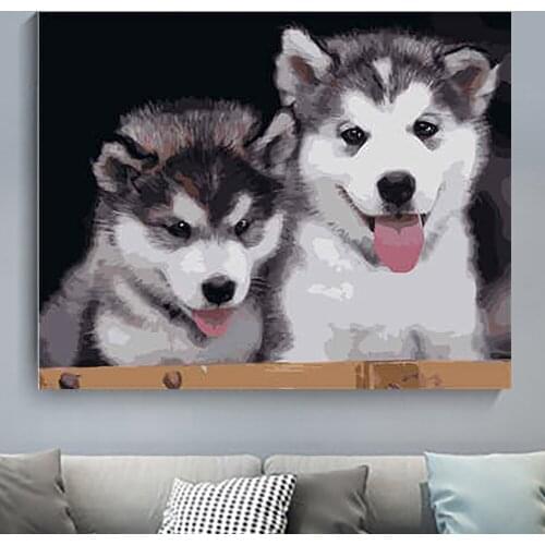 Paint By Number Frame Animal Modern Wall Art Decors Door NumbersKits Tekening Canvas Diy Olie Foto Nummers Home Gift Dog 40X50