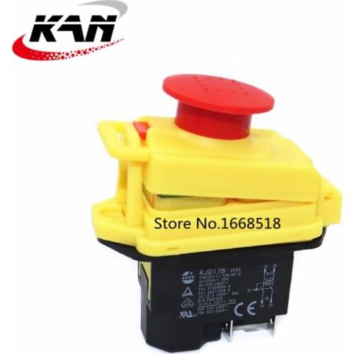 Kedu KJD17 GF Start Stop Switch NVR (2HP / 16A)&Waterproof Magnetic Emergency Stop 4-Pin No Volt Release Pushbutton Switch