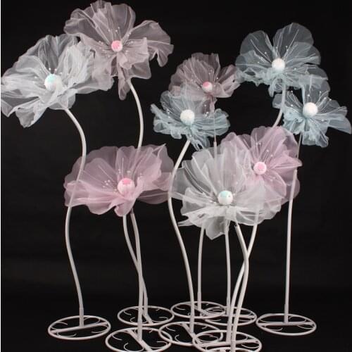 3Pc Set Wedding Props Road Lead Silk Flowers Wedding Stage Layout Decoration Mall Window Display Flower Pole Stereo Yarn Flower